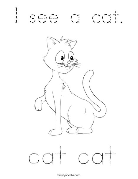 Cat starts with C Coloring Page
