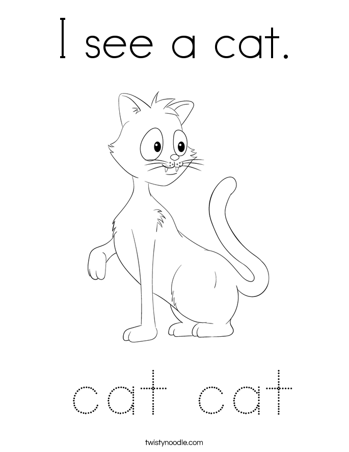 I see a cat. Coloring Page