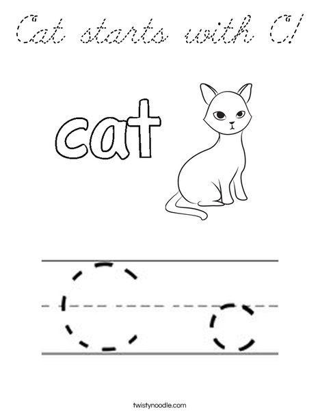 Cat starts with C! Coloring Page