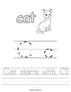 Cat starts with C Handwriting Sheet