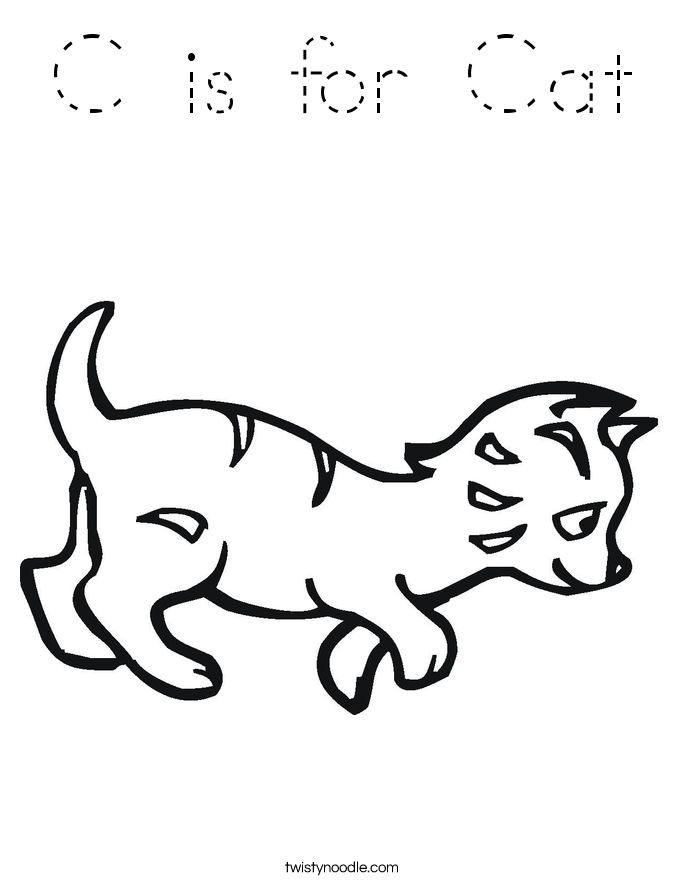 C is for Cat Coloring Page