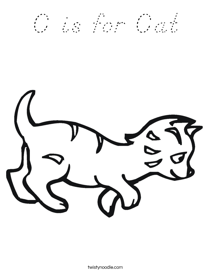 C is for Cat Coloring Page