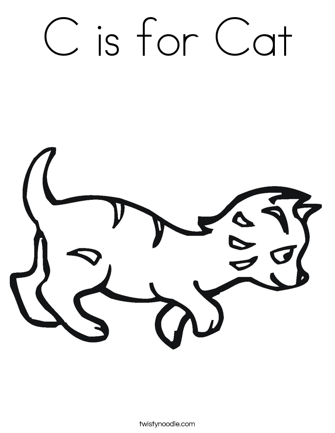 C is for Cat Coloring Page