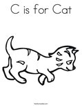 C is for Cat Coloring Page