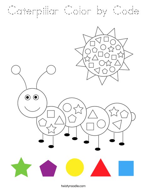 Caterpillar Color by Code Coloring Page