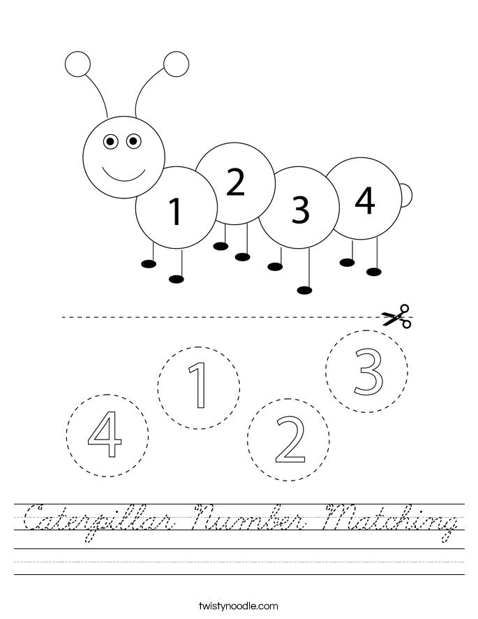 Caterpillar Number Matching Worksheet