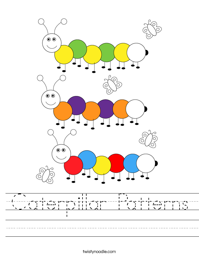 Caterpillar Patterns Worksheet Twisty Noodle Caterpillar Patterns Worksheet Twisty Noodle