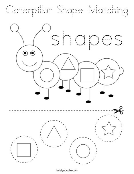 Caterpillar Shape Matching Coloring Page