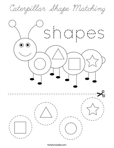 Caterpillar Shape Matching Coloring Page