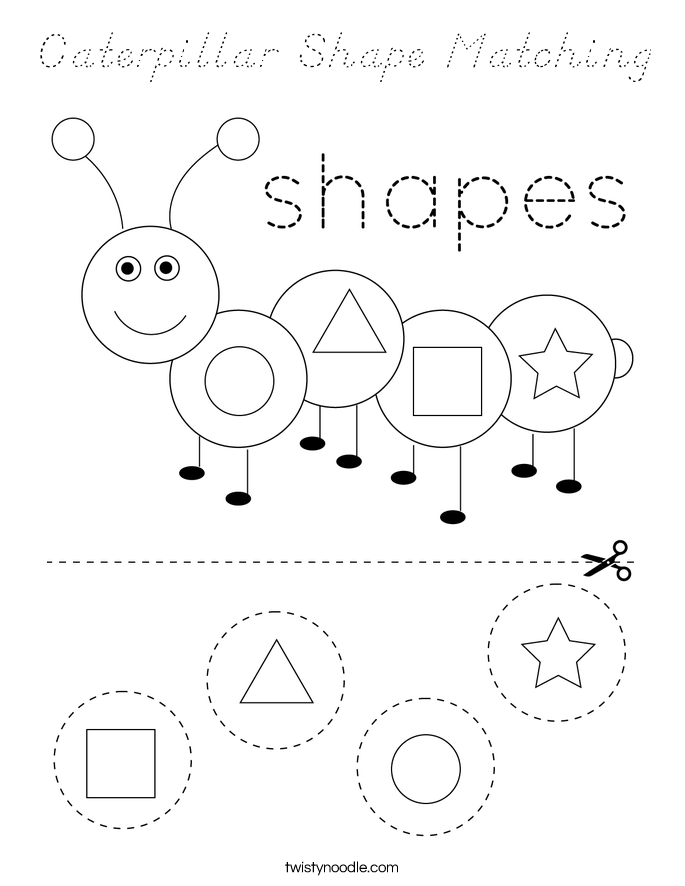 Caterpillar Shape Matching Coloring Page