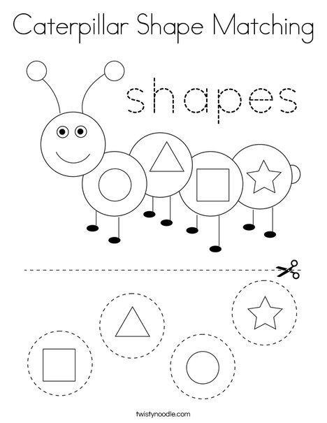 Caterpillar Shape Matching Coloring Page