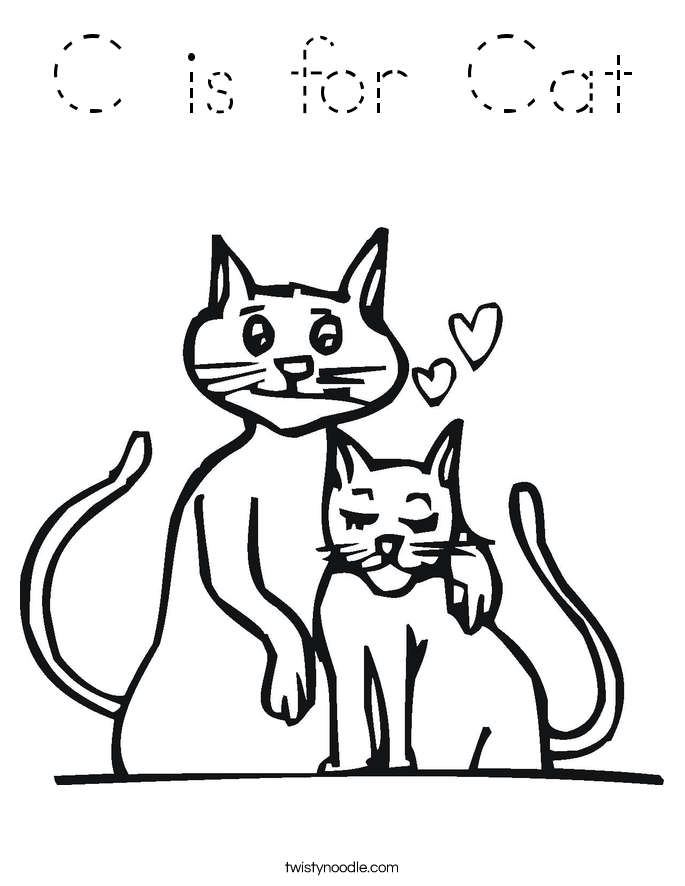 C is for Cat Coloring Page