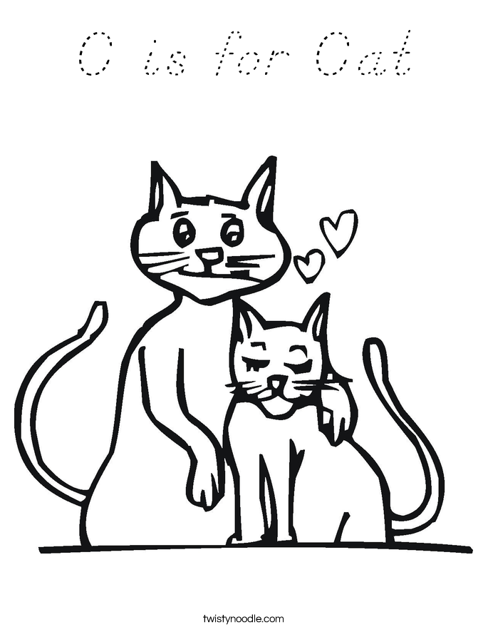 C is for Cat Coloring Page