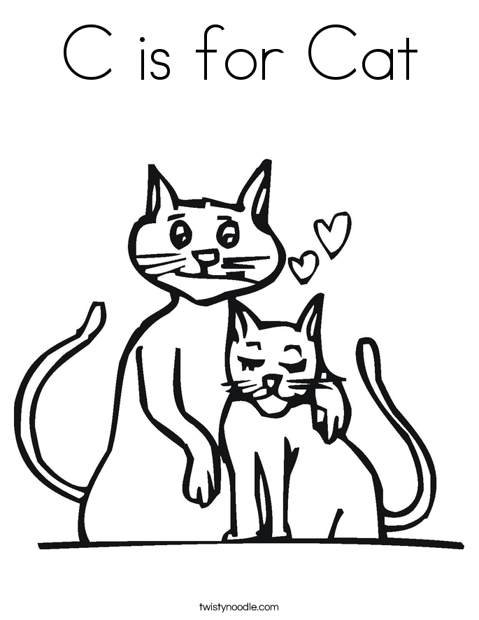 C is for Cat Coloring Page