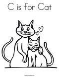 C is for Cat Coloring Page