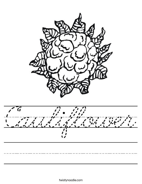 Cauliflower Worksheet