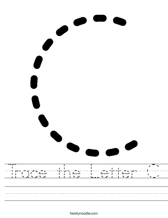 Trace The Letter C Worksheet Twisty Noodle