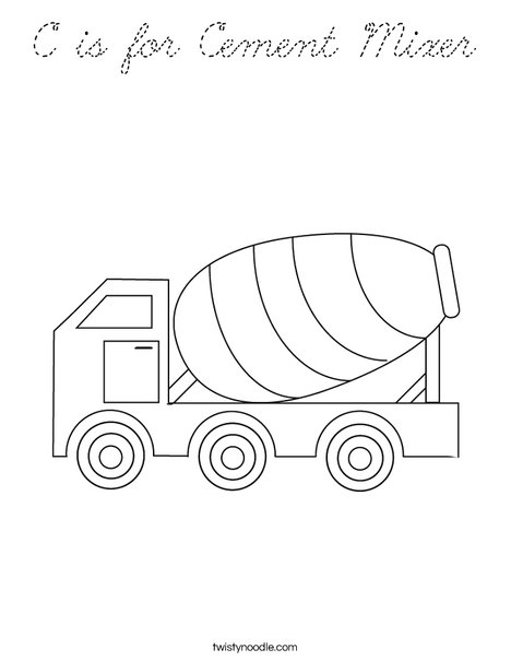 Cement Mixer Coloring Page