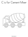 C is for Cement Mixer Coloring Page