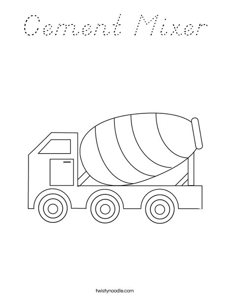 Cement Mixer Coloring Page