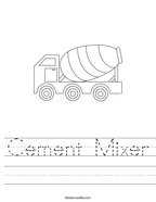 Cement Mixer Handwriting Sheet