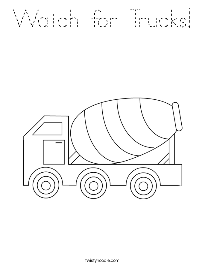 Watch for Trucks! Coloring Page