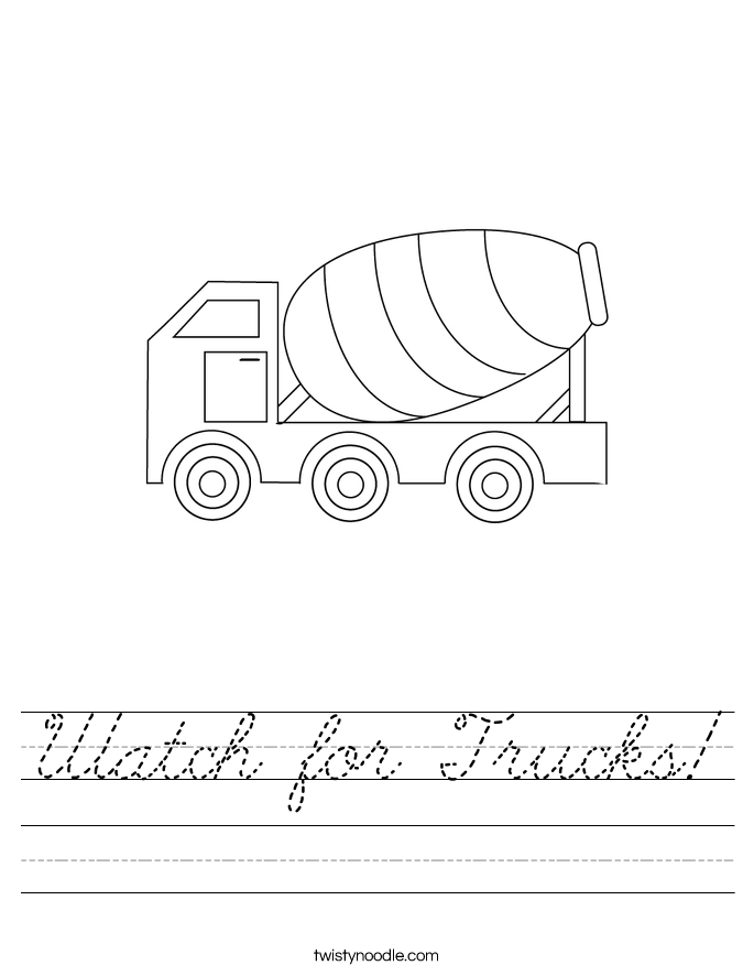 Watch for Trucks! Worksheet