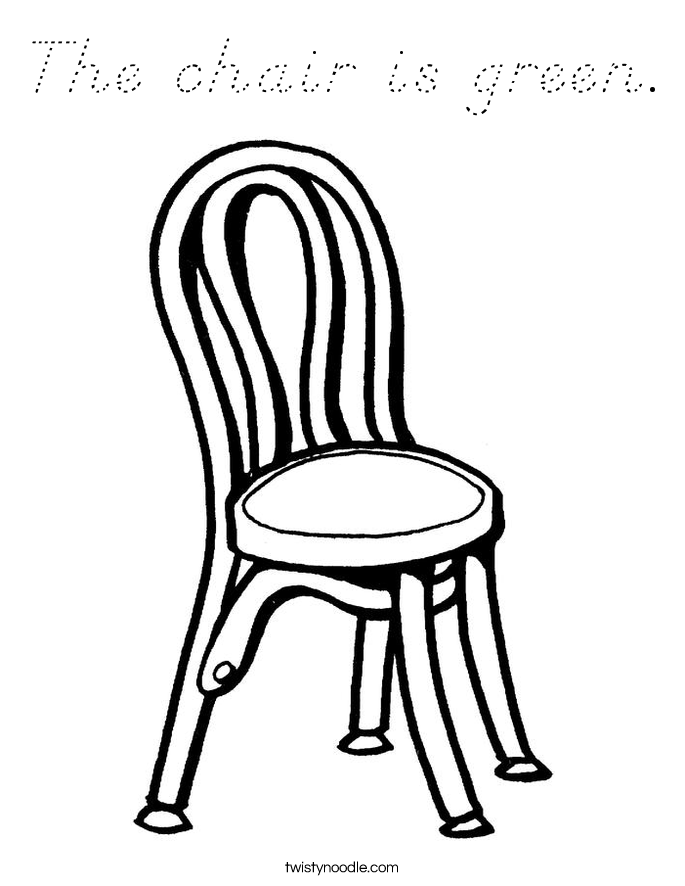 The chair is green. Coloring Page