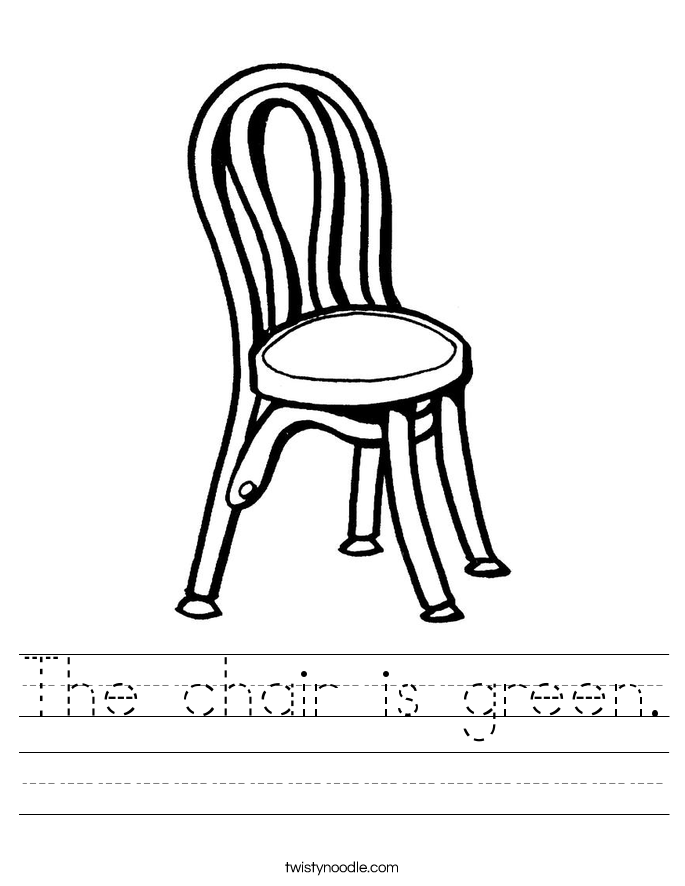 The chair is green. Worksheet