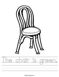 The chair is green. Worksheet