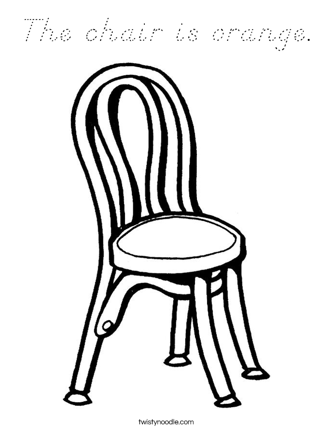 The chair is orange. Coloring Page