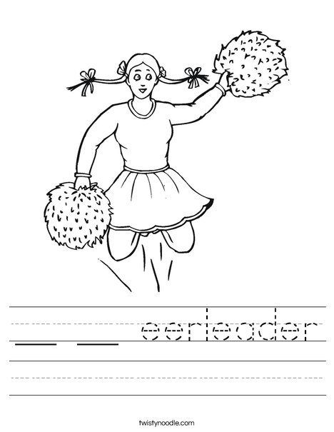 Cheerleader with Pigtails Worksheet