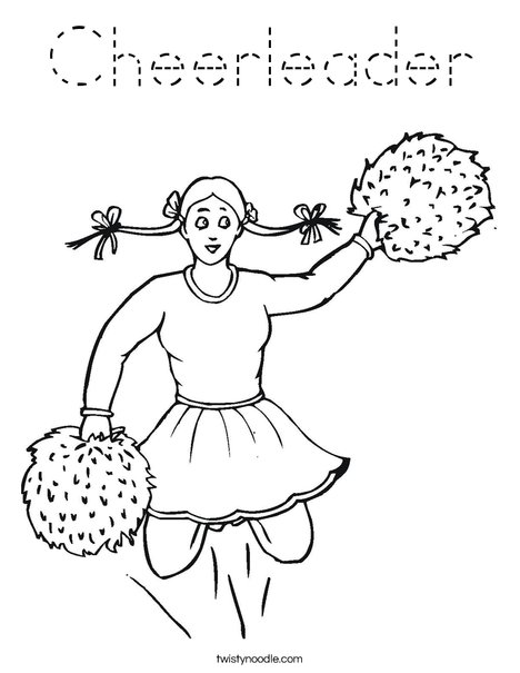 Cheerleader with Pigtails Coloring Page