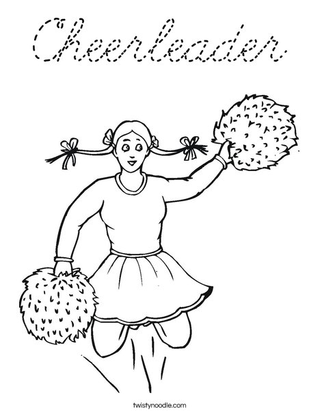 Cheerleader with Pigtails Coloring Page