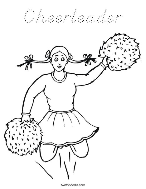 Cheerleader with Pigtails Coloring Page