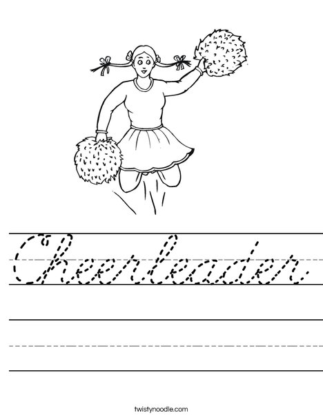 Cheerleader with Pigtails Worksheet