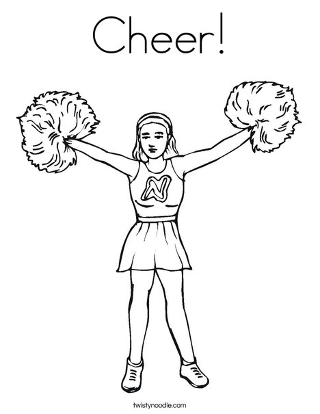 Cheerleader with Pom Poms Coloring Page