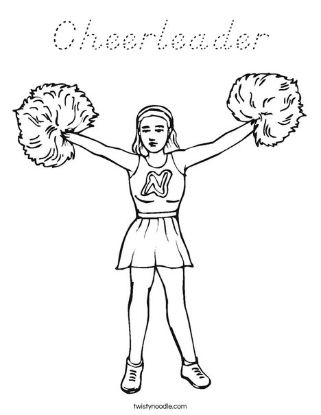 Cheerleader with Pom Poms Coloring Page