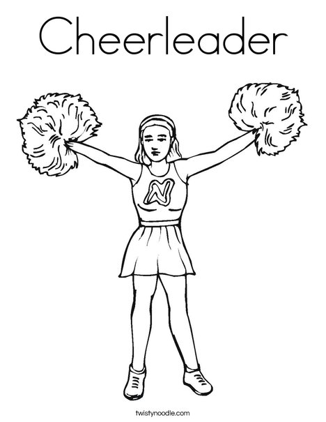 Cheerleader with Pom Poms Coloring Page