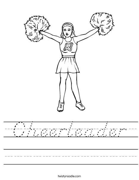 Cheerleader with Pom Poms Worksheet