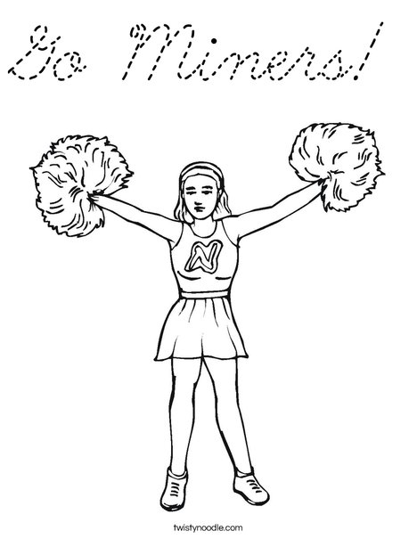 Cheerleader with Pom Poms Coloring Page