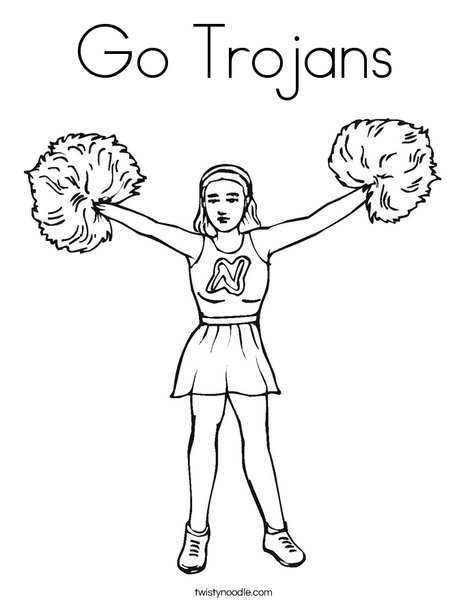 Cheerleader with Pom Poms Coloring Page