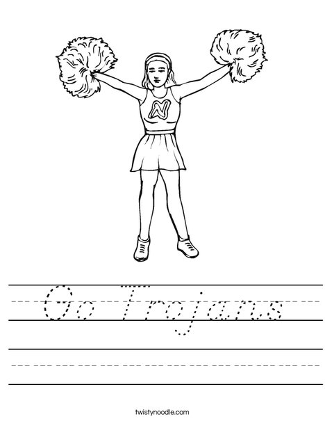 Cheerleader with Pom Poms Worksheet
