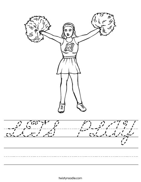 Cheerleader with Pom Poms Worksheet