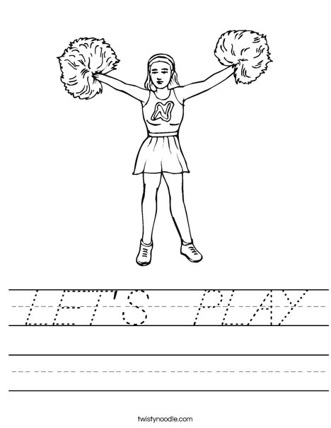 Cheerleader with Pom Poms Worksheet