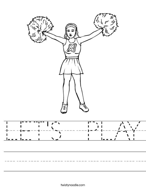 Cheerleader with Pom Poms Worksheet