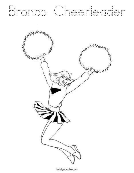 Cheerleader Jumping with Pom Poms Coloring Page