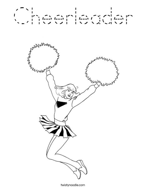 Cheerleader Jumping with Pom Poms Coloring Page
