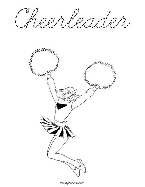 Cheerleader Jumping with Pom Poms Coloring Page
