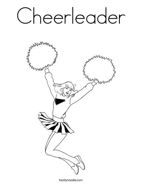 Cheerleader Jumping with Pom Poms Coloring Page